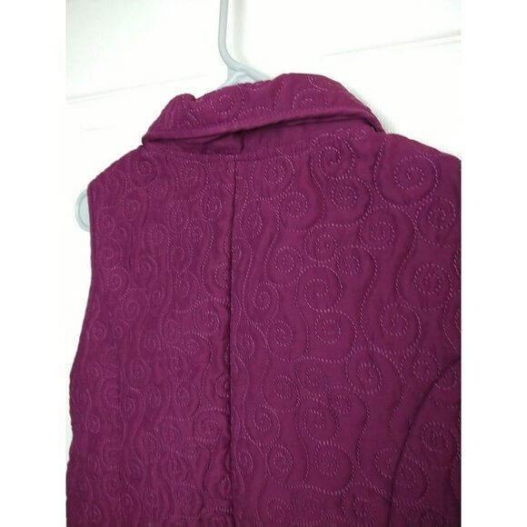 JENNY Purple Women's Sleeveless Full Zip Swirl Designed Quilted Vest Size S - Picture 8 of 9